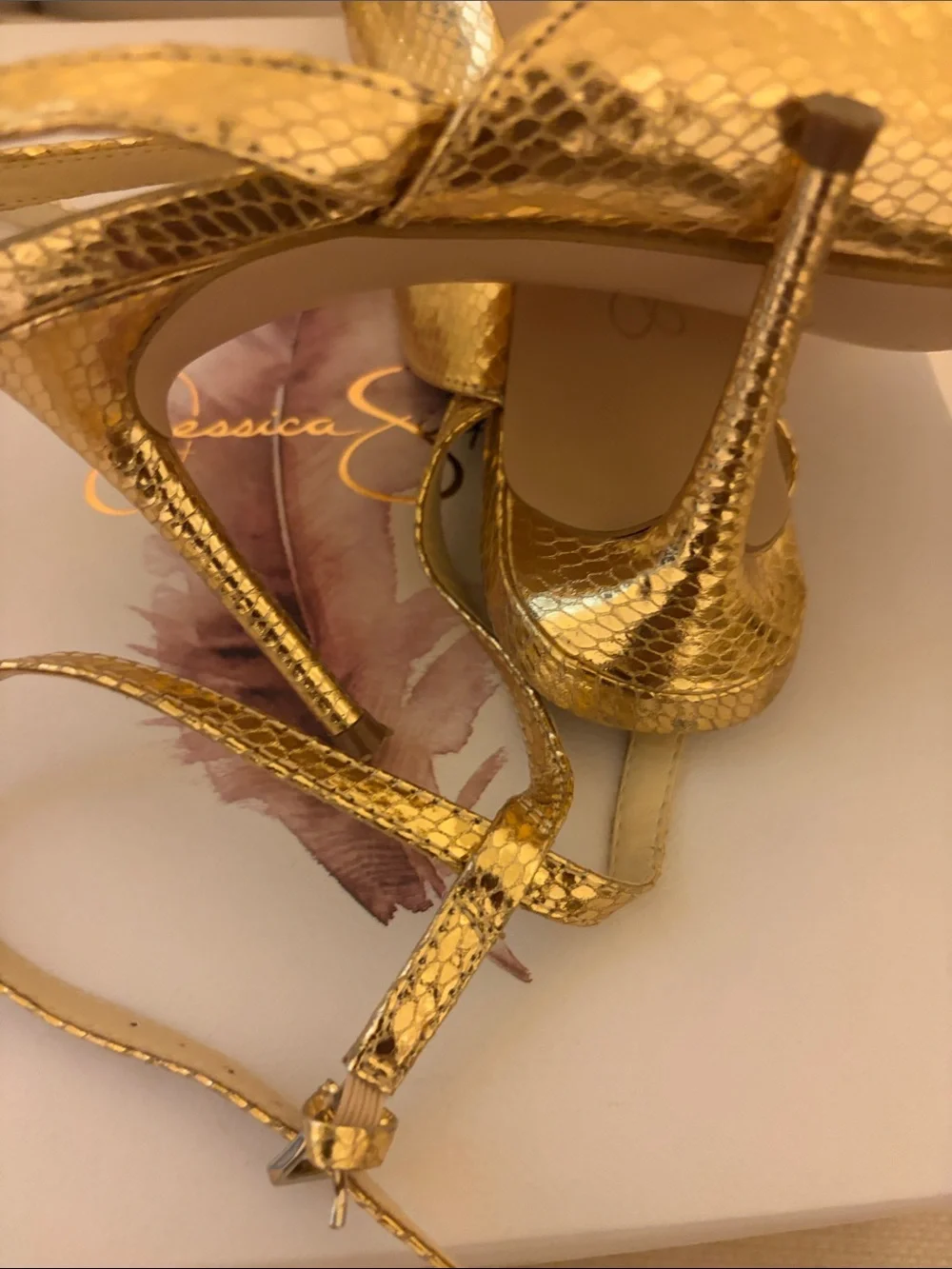 Jessica Simpson Metallic Gold Pointed Slingback Heels